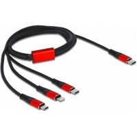 DeLOCK 86711 USB-kabel 1 m USB 2.0 USB C USB C/Micro-USB B/Lightning Zwart, Rood - thumbnail