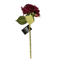 Kunstbloem Hortensia tak - bordeaux rood - 48 cm - losse steel - Kunst zijdebloemen - hydrangea - thumbnail