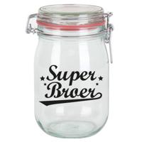 Cadeau voorraadpot - broer - glas - 11 x 11 cm - 1 liter - verjaardag cadeau - snoeppot