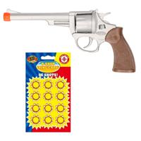 Cowboy speelgoed revolver/pistool - metaal - 8 schots - met plaffertjes - wapens