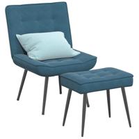 Relaxstoel met voetenbank fluweel blauw