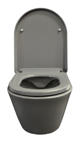 Wiesbaden Stereo rimless hangend toilet met Vesta toiletzitting 40 x 35,5 x 53 cm, mat grijs