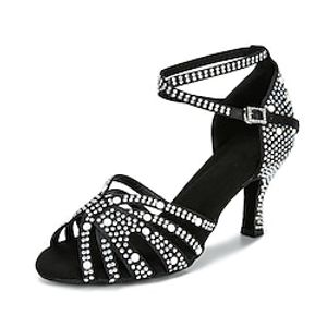 Dames Latin schoenen Professioneel Sprankelende schoenen Feest / Avond Stijlvol Glitter Speciale hak Open teen Gesp Volwassenen Geel Bruin Zwart amenel Lightinthebox