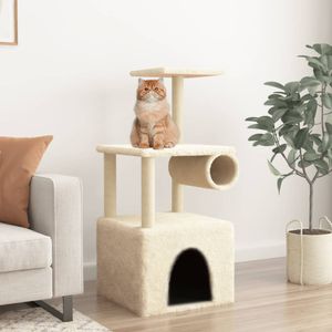 Kattenmeubel met sisal krabpalen 109,5 cm crmekleurig