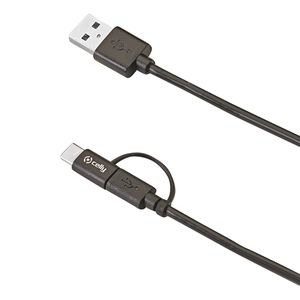 Celly USBCMICRO USB-kabel USB A USB C/Micro-USB B Zwart