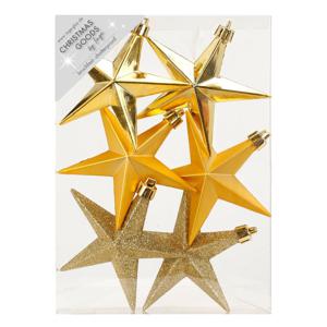 Kerstshangers - 6x - sterren - goud - 10 cm - kerstversiering