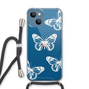 White butterfly: iPhone 13 Transparant Hoesje met koord