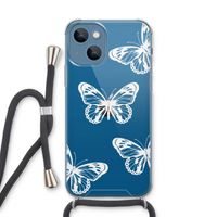 White butterfly: iPhone 13 Transparant Hoesje met koord