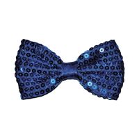 Funny Fashion Carnaval verkleed vlinderstrikje met glitter pailletten - blauw - polyester - heren/dames   -