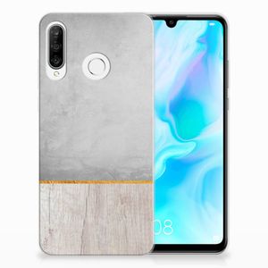 Huawei P30 Lite Bumper Hoesje Wood Concrete