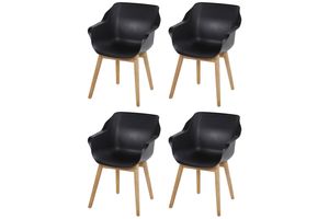 Set van 4 - Hartman Sophie Studio dining armstoel - Carbon Black - Teak poot