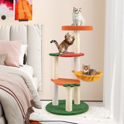 100 cm Krabpaal Klein Schattig Fruitthema Kattenboom met Draaibare Mand Sisal-Krabzuilen Kattenkrabpaal Klimboom Activiteitsboom