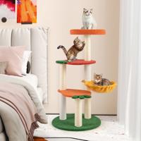 100 cm Krabpaal Klein Schattig Fruitthema Kattenboom met Draaibare Mand Sisal-Krabzuilen Kattenkrabpaal Klimboom Activiteitsboom