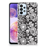 Samsung Galaxy A23 TPU Case Black Flowers - thumbnail