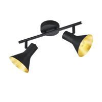 Trio Stoere plafondspotNina 2-lichts zwart met goud - R80162002