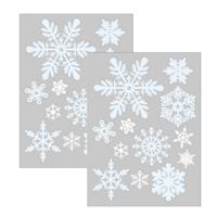 Kerst raamstickers sneeuwvlokken - 2x - vel van 34 x 28 cm - raamdecoratie