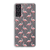 Flamingoprint groen: Samsung Galaxy S21 FE Transparant Hoesje