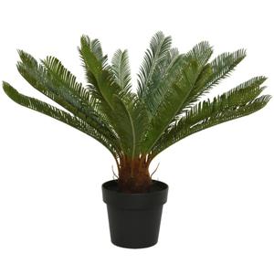 Kunstplant Varenpalm - groen - D80 x H60 cm - zwarte pot - kunststof - Varens planten