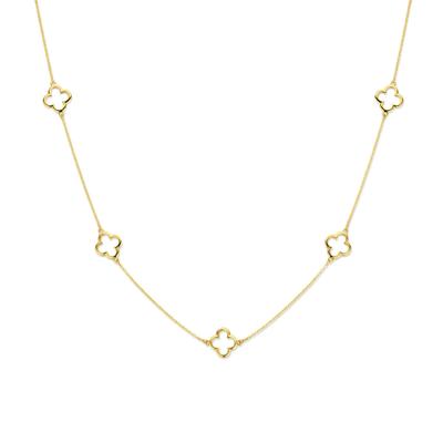 14k Geelgouden Collier met Bloemenmotief - 45 cm