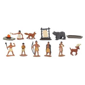 Safari LTD Speelgoed figuren - indianen en dieren - 11x - kunststof - speelfiguren