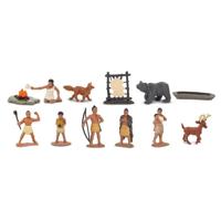 Safari LTD Speelgoed figuren - indianen en dieren - 11x - kunststof - speelfiguren