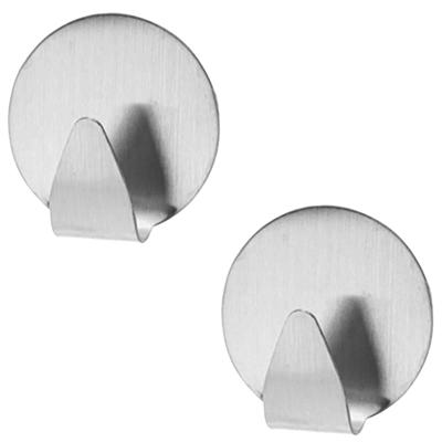 Excellent houseware Zelfklevende rvs haakjes - rond - 8x stuks - 5 cm