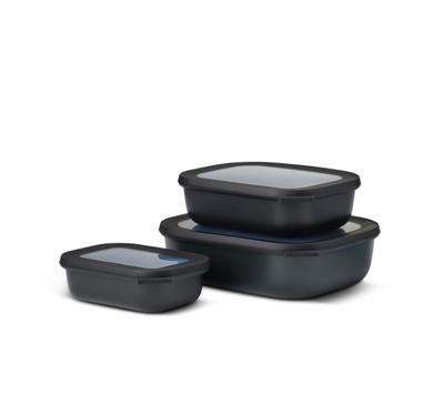 Set van 3 Mepal multikommen rechthoekig Cirqula nordic black 500 ml + 1000 ml + 2000 ml