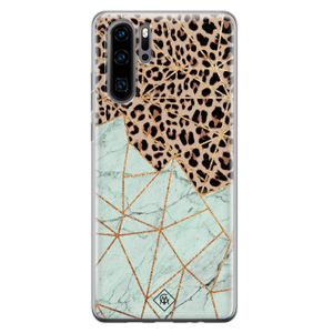 Huawei P30 Pro siliconen hoesje - Luipaard marmer mint