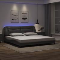 Bedframe met LED zonder matras "Hvar" grijs 200x200 cm