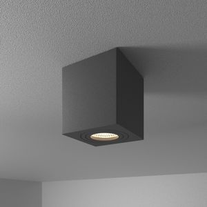 HOFTRONIC™ Gibbon LED opbouw plafondspot - Vierkant - IP65 waterdicht - 4000K Neutraal wit lichtkleur GU10 - Plafondlamp geschikt voor badkamer - Zwart