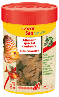 Sera San Nature 100 ml - Kleurvoer voor Siervissen Zonder Kunstmatige Stoffen, Versterkt Kleuren & Vitaliteit