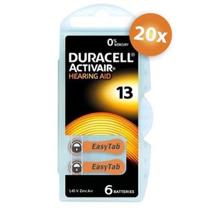 Voordeelpak Duracell gehoorapparaat batterijen - Type 13 (oranje) - 20 x 6 stuks