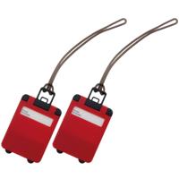 Kofferlabel van 9,5 cm - Pakket van 4x stuks - Reiskoffer reisaccessoires - rood - beschrijfbaar