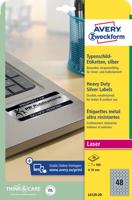 Etiket avery l6129-20 rond 30mm zilver 960st