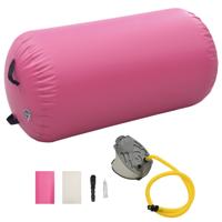 VidaXL Gymnastiekrol met pomp opblaasbaar 120x90 cm pvc roze