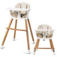 2-in-1 Kinderstoel Kinderstoel Houten Verstelbaar 57 x 57 x 83 cm Crème Wit + Naturel