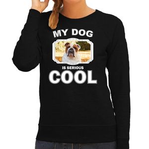 Honden liefhebber trui / sweater Britse bulldog my dog is serious cool zwart voor dames