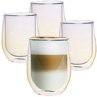 Gele Dubbelwandige Koffieglazen - Dubbelwandige Theeglazen - Cappuccino Glazen - 300ML - Set Van 4 - thumbnail