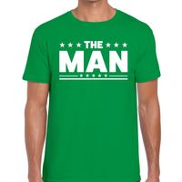 The Man tekst t-shirt groen heren - thumbnail