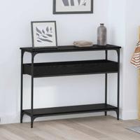 Wandtafel met plank Zwart eiken 100 x 29 x 75 cm Bewerkt hout