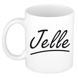 Naam cadeau mok / beker Jelle met sierlijke letters 300 ml