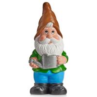 Tuinkabouter beeldje - Dwerg - met bruine muts - Keramiek - 38 cm - tuindecoratie