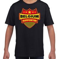 Belgie / Belgium schild supporter t-shirt zwart voor kinderen