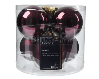 Kerstballen Glas Ø8cm Dark Mauve 6st