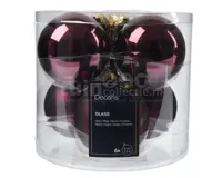 Kerstballen Glas Ø8cm Dark Mauve 6st