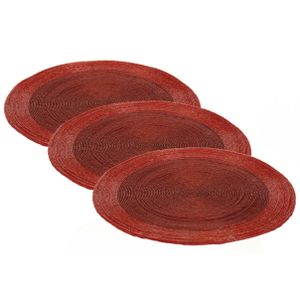 6x stuks placemats/onderleggers rood rond D35 cm