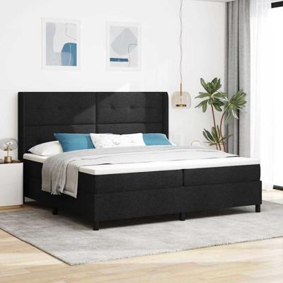 Boxspringbed met matras stof zwart 200x200 cm