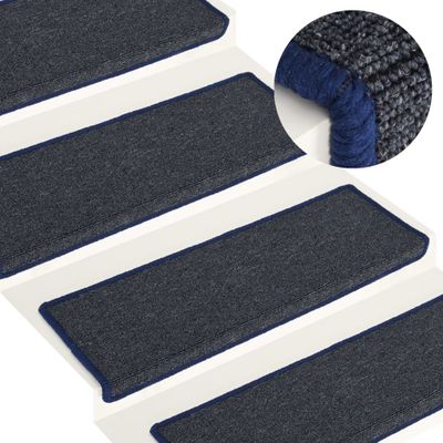 VidaXL Trapmatten 15 st 65x21x4 cm donkergrijs en blauw met rechthoekige rand