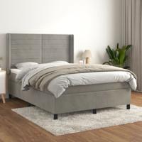 Boxspring met matras fluweel lichtgrijs 140x190 cm