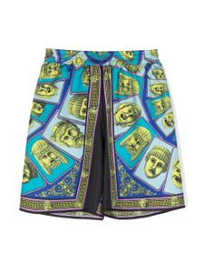 Versace Kids short en soie à imprimé Le Maschere - Vert